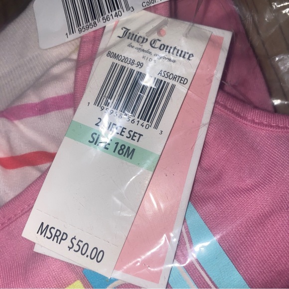 New Juicy Couture 2-Piece Logo Tank and Rainbow Stripe Skort Set Size 18 Months - Picture 4 of 5